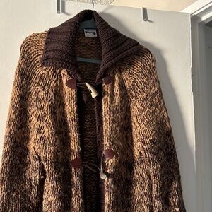 Dolce Gabbana Chunky Brown Toggle Knit Cardigan Sweater size L